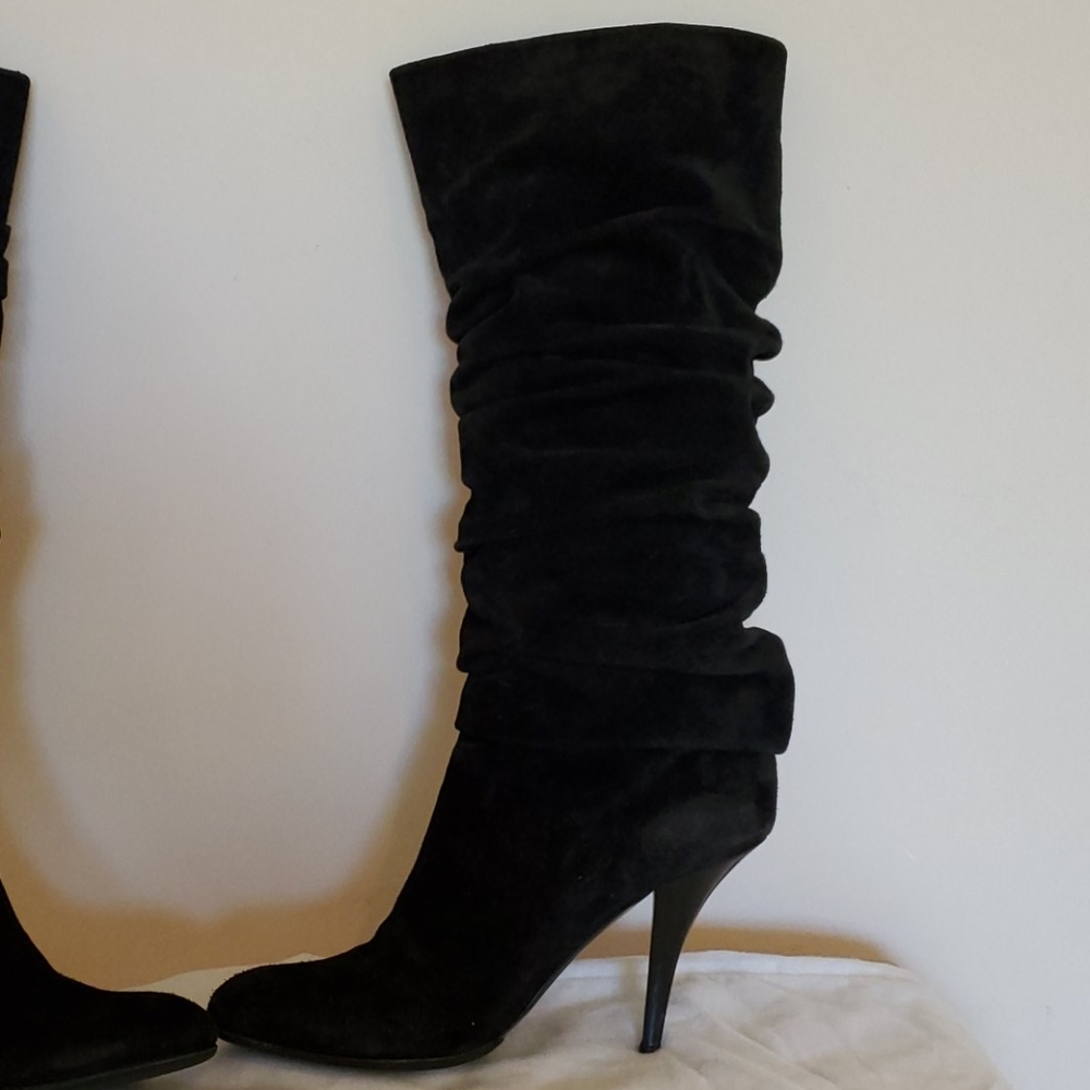 Dior Black Suede Boots Knee High 4in Stilletto 39 - Picture 11 of 16